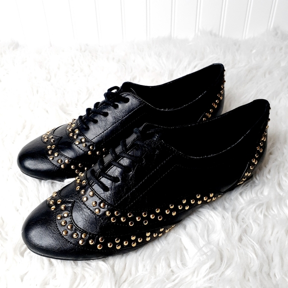 Aldo Shoes - Aldo Black Studded Leather Oxfords
